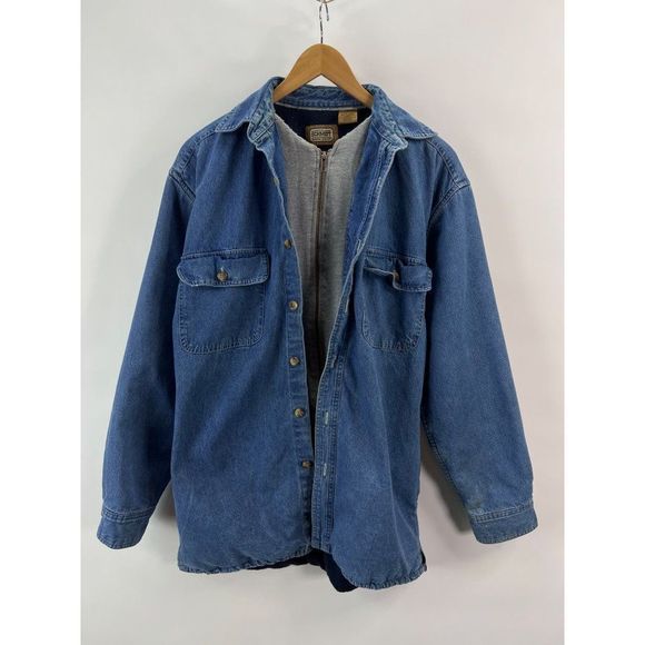 Schmidt Work Wear Sz M Jean Jacket Lined Button Up Zip - Picture 2 of 12